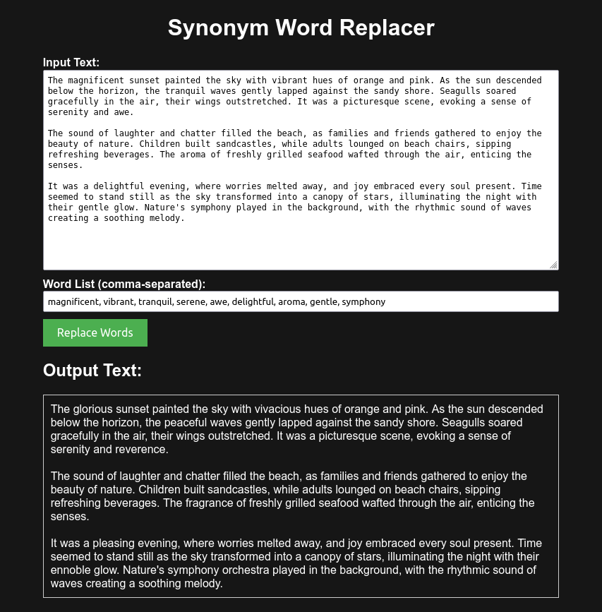synonym word replacer